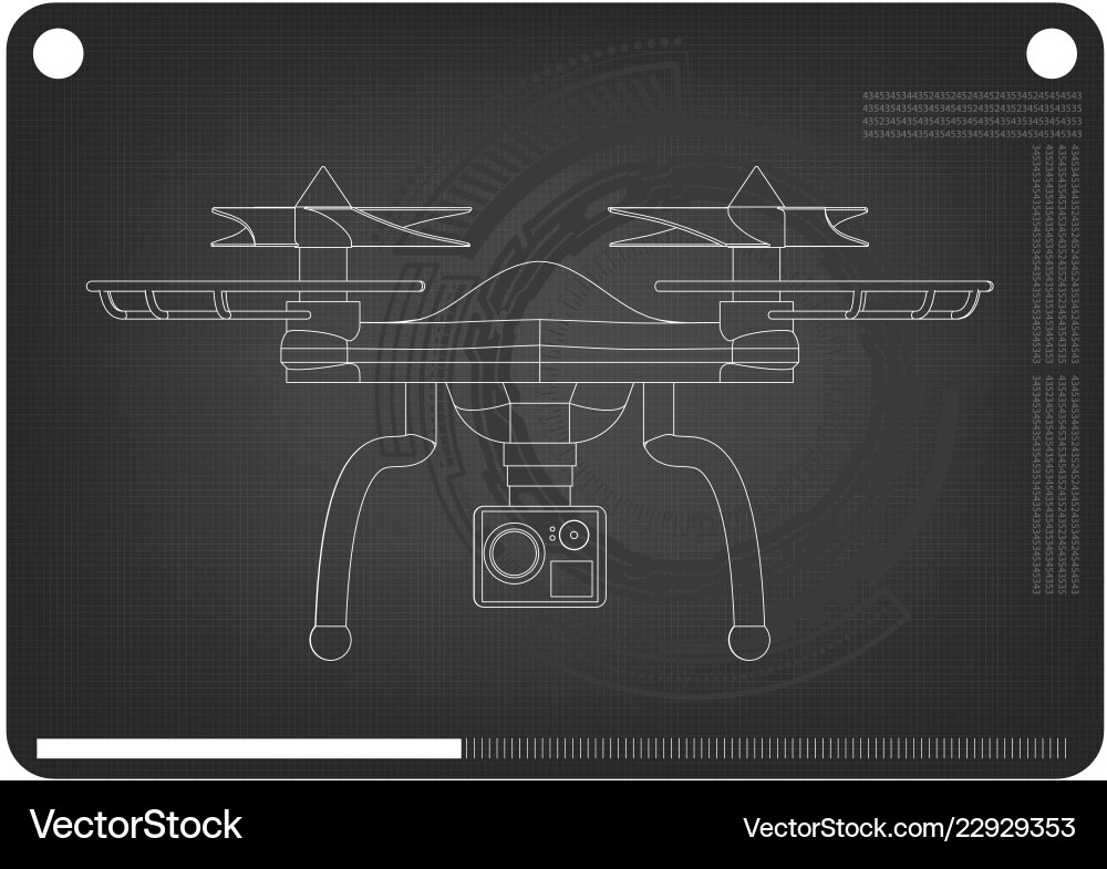 3d quadcopter model on a black 3d quadcopter model on a black vector image