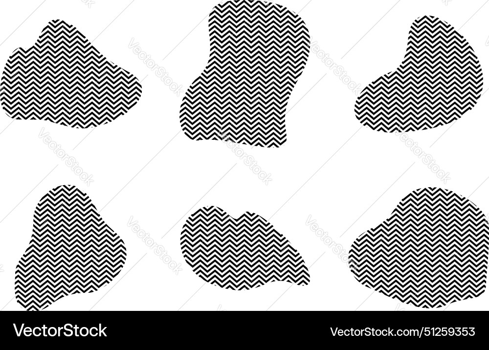 Blobs Fluid Formen mit zick zag Streifen Piktogramm Blobs Fluid Formen mit zick zag Streifen Piktogramm vektorbild