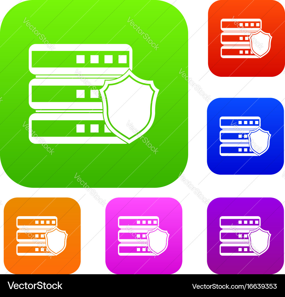 Database with gray shield set collection vector image