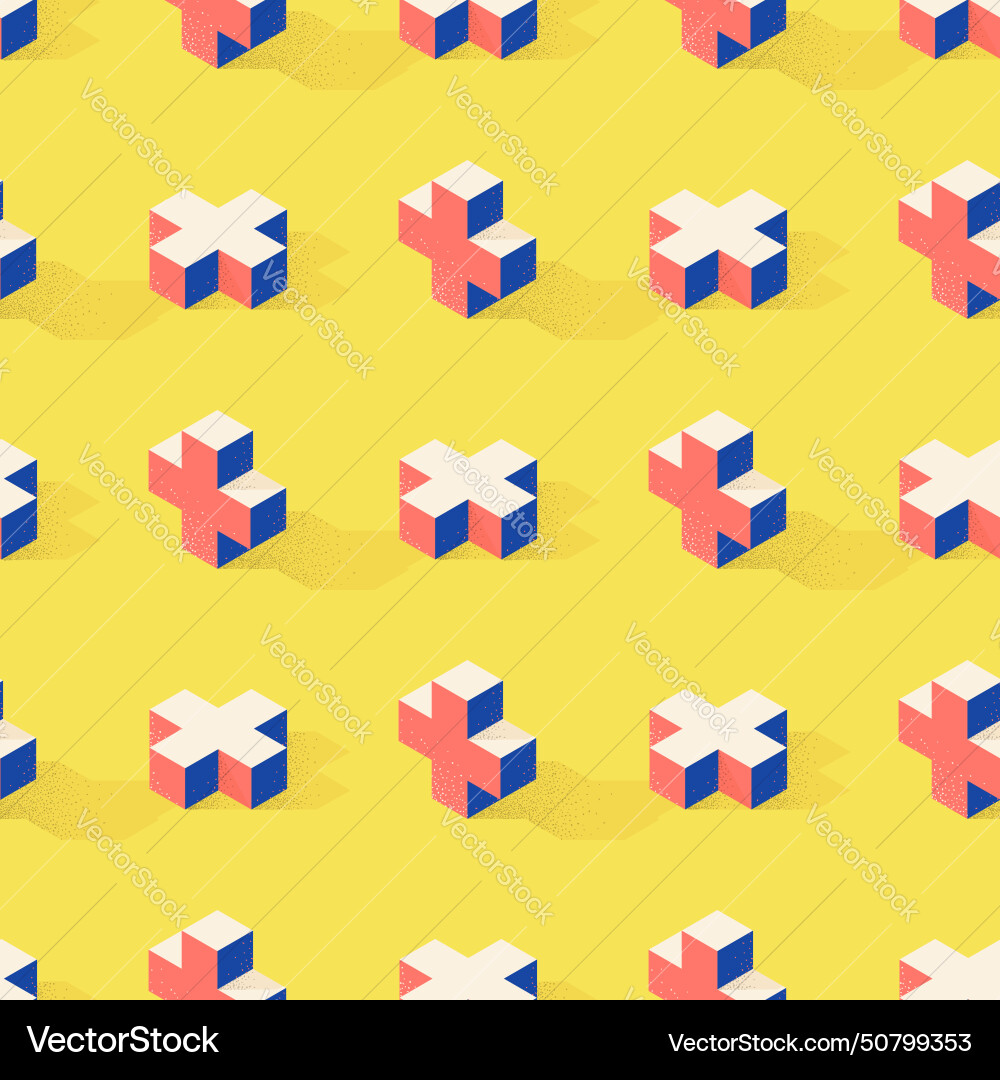 Seamless pattern with cross or plus shape on green Vector Image