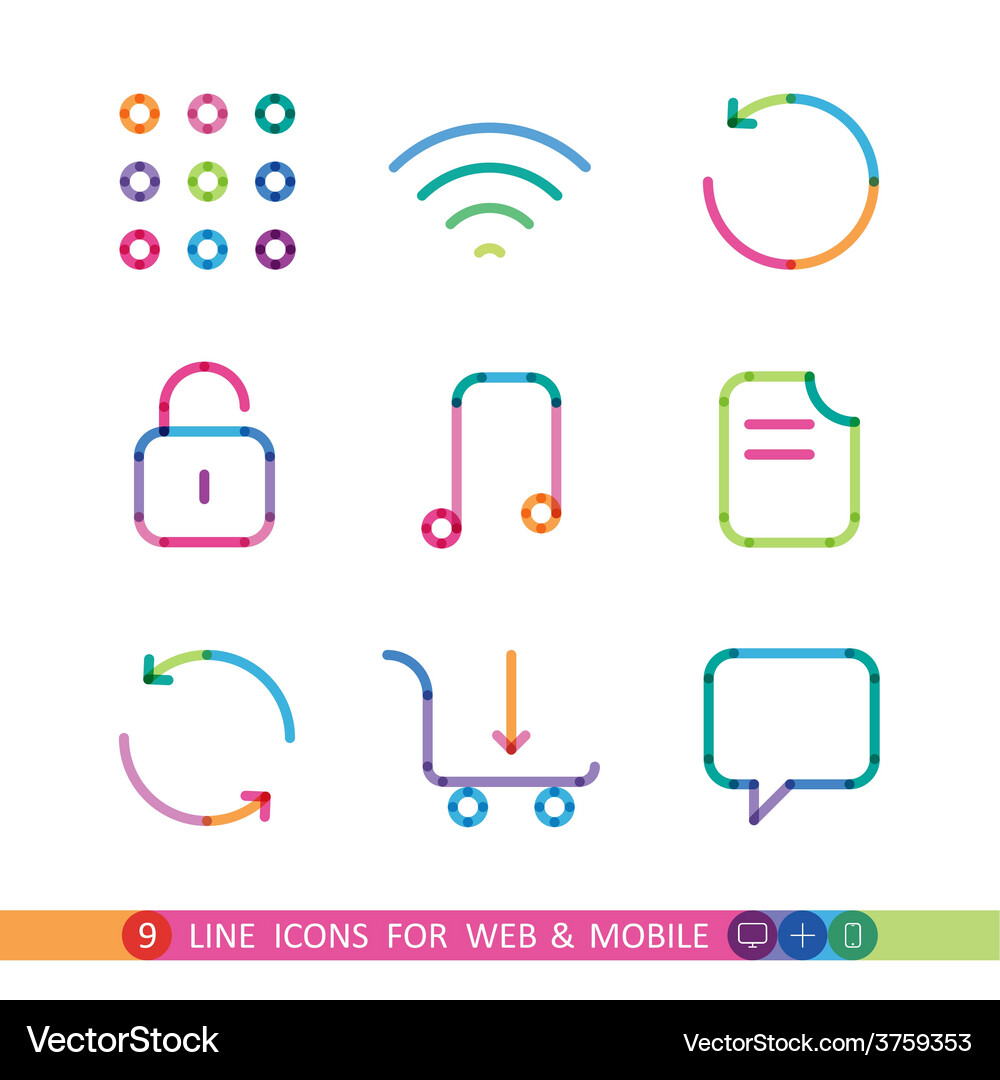 Set from 9 color icons for web and mobile Vector Image