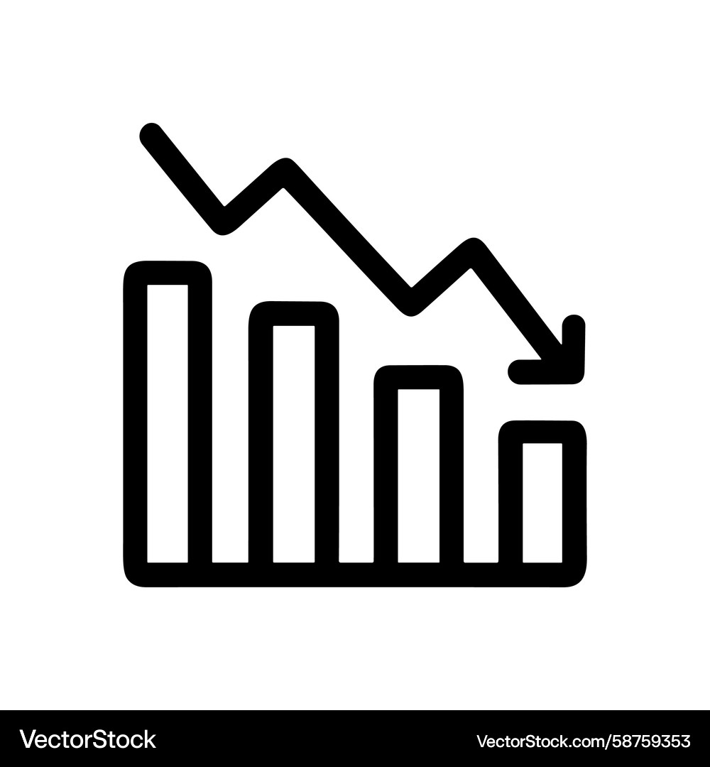 Simple line style decreasing bar chart with arrow Vector Image