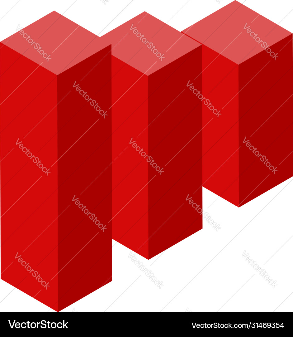 Red graph chart icon isometric style vector image