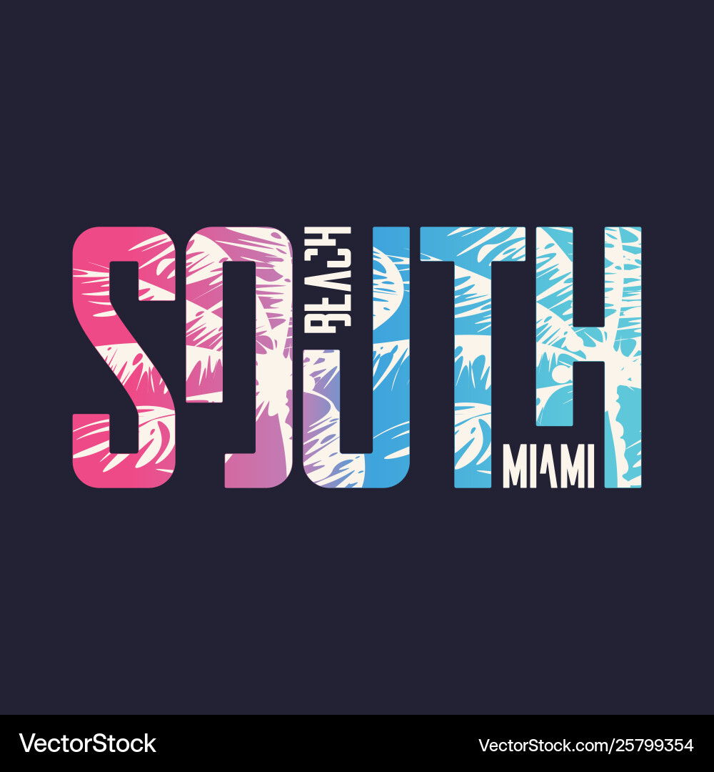 Südstrand miami graphisches T-Shirt Design Südstrand miami graphisches T-Shirt Design vektorbild