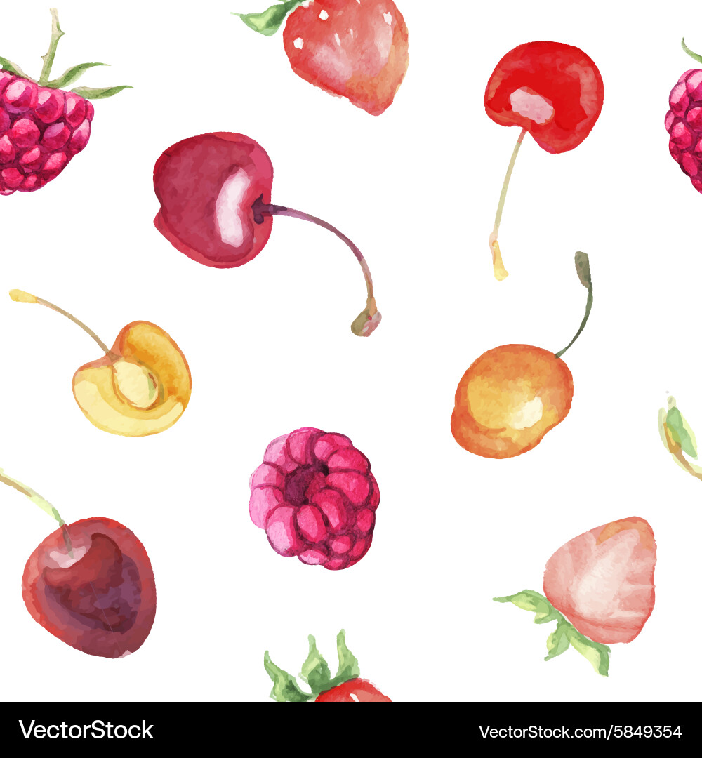 Seamless pattern with raspberry sweet cherry vector image