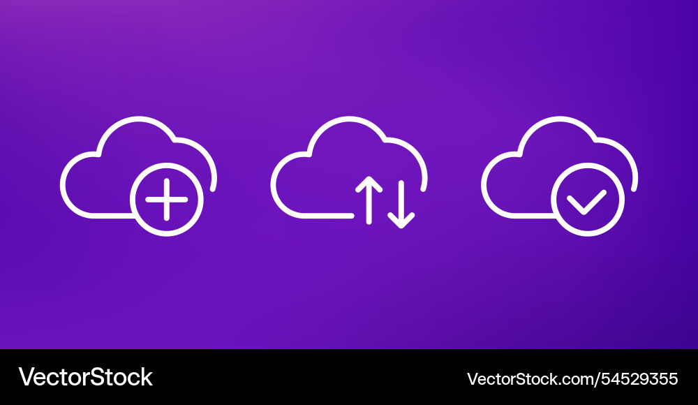 Add to cloud upload line icons for web and apps vector image