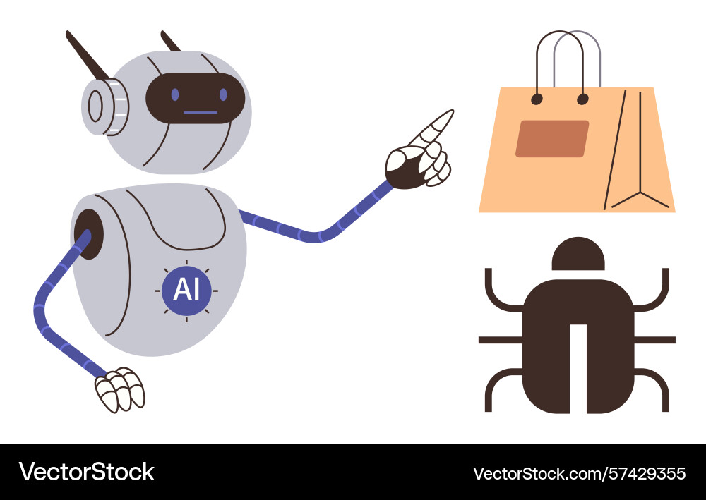 Artificial intelligence robot interacting Artificial intelligence robot interacting vector image