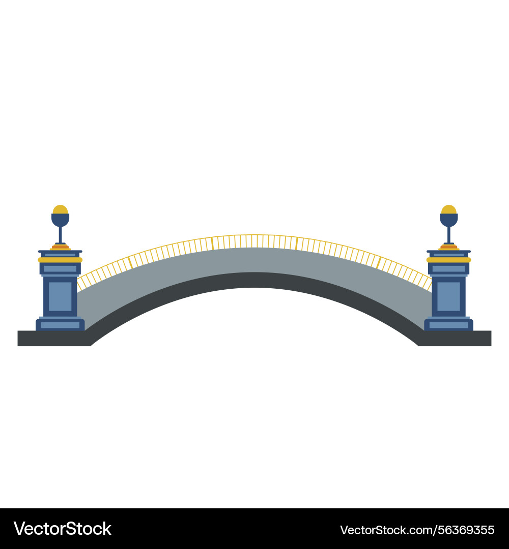 Bridge architecture in flat design classical arch vector image