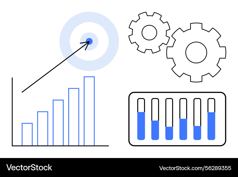 Business performance metrics with bar graph Business performance metrics with bar graph vector image