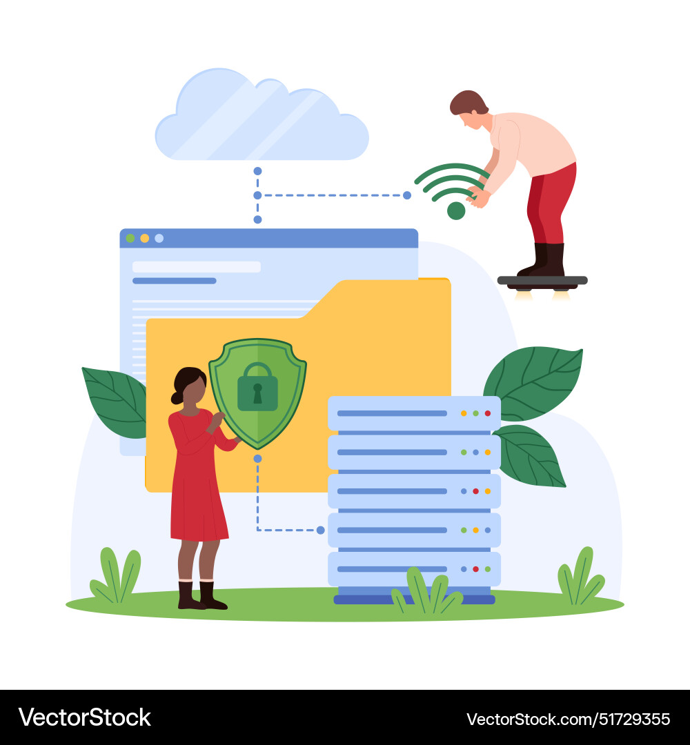 Cloud Data Security & Sharing Royalty Free Vector Image