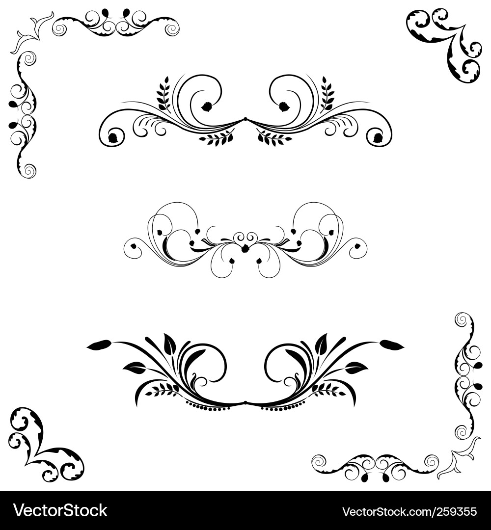 Floral Frame Set - Elegant Border vector image