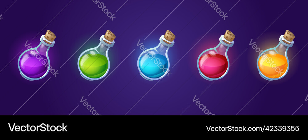 Magic Elixir Bottles & Flasks vector image