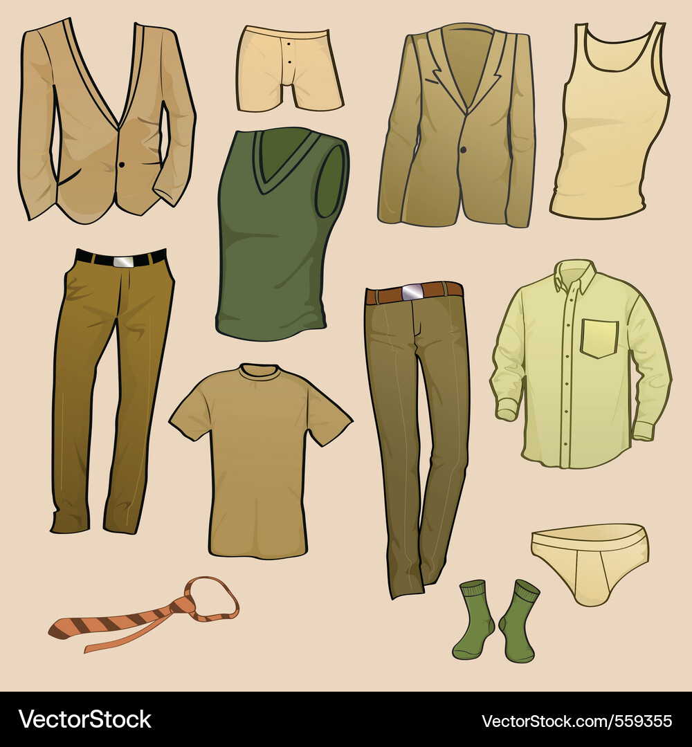 Men's Clothing Icon Set Vector Image