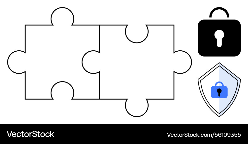 Puzzle-Stücke zusammen mit Vorhängeschloss Puzzle-Stücke zusammen mit Vorhängeschloss vektorbild