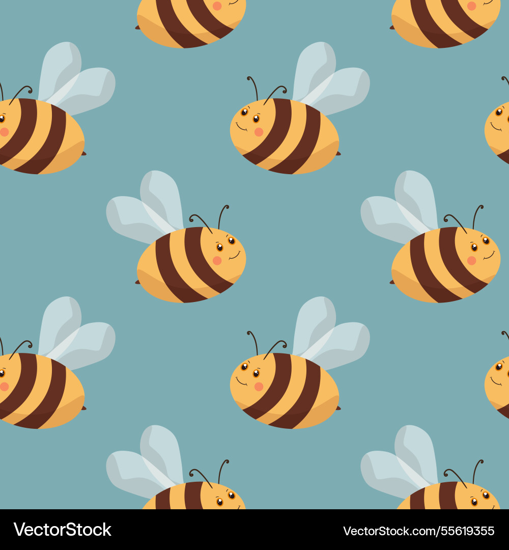 Seamless pattern with bees on color background Seamless pattern with bees on color background Vector Image