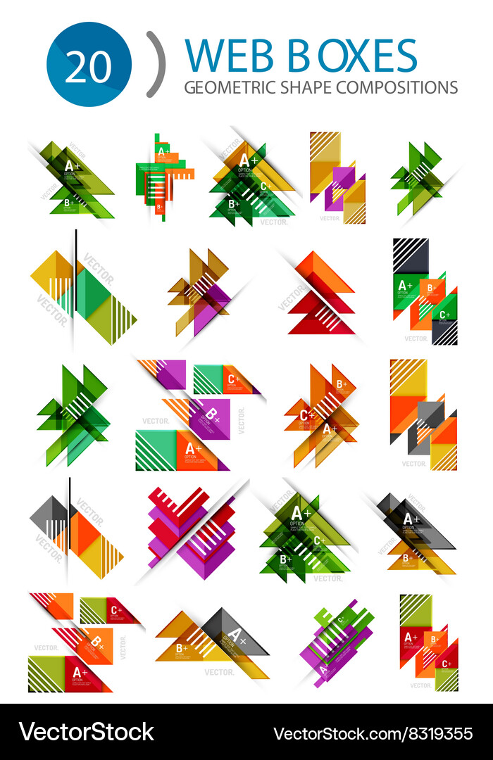 Set of web internet boxes with buttons and sample Vector Image