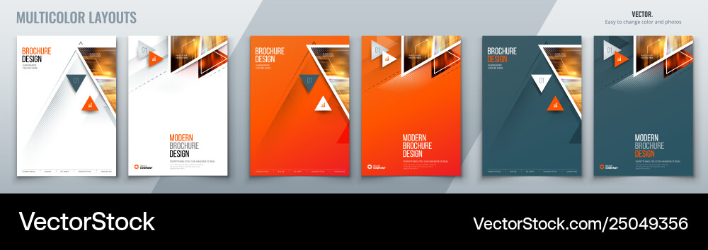 Brochure template layout design with triangles vector image