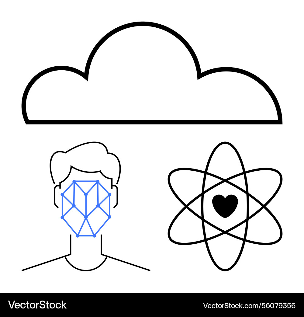 Cloud computing biometrics recognition and ai Cloud computing biometrics recognition and ai vector image