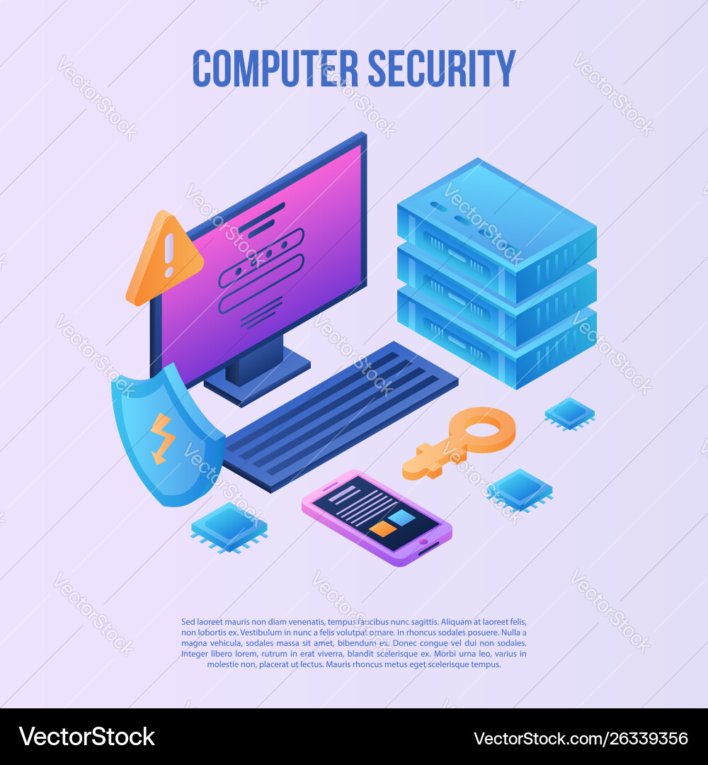 Computer security concept background isometric Computer security concept background isometric vector image