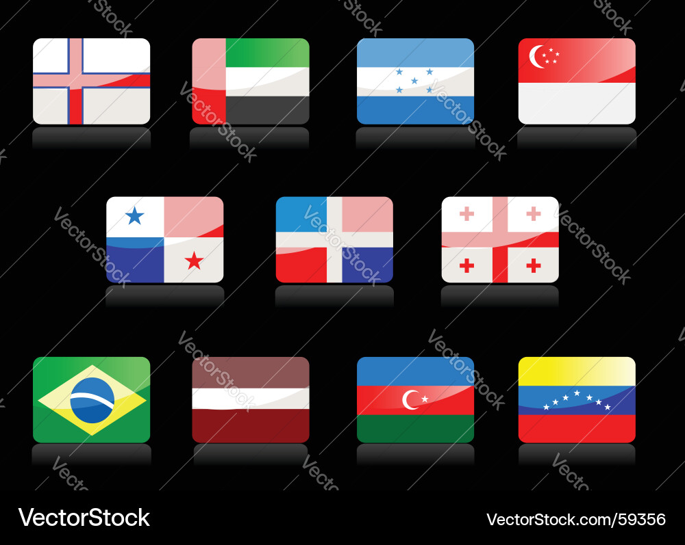 Glossy flags Vector Image