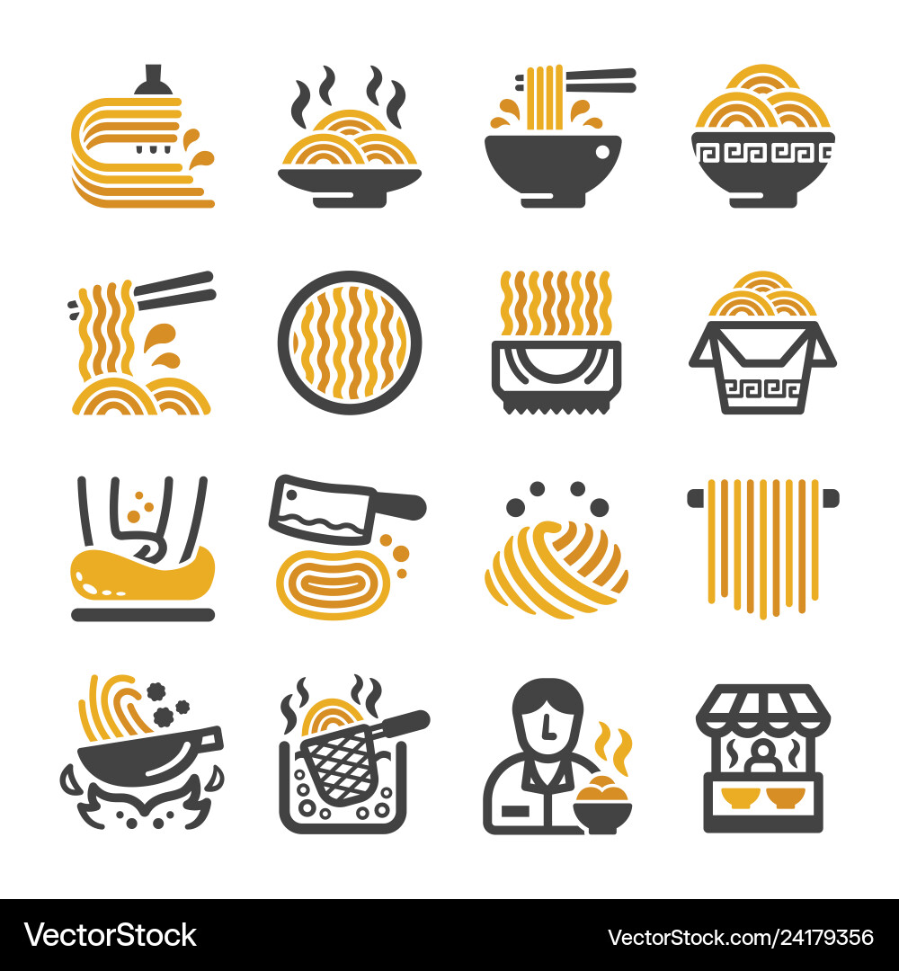 Noodle icon set vector image