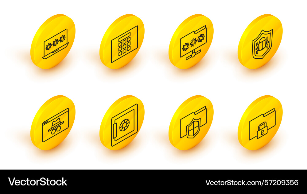 Set line folder and lock document vector image