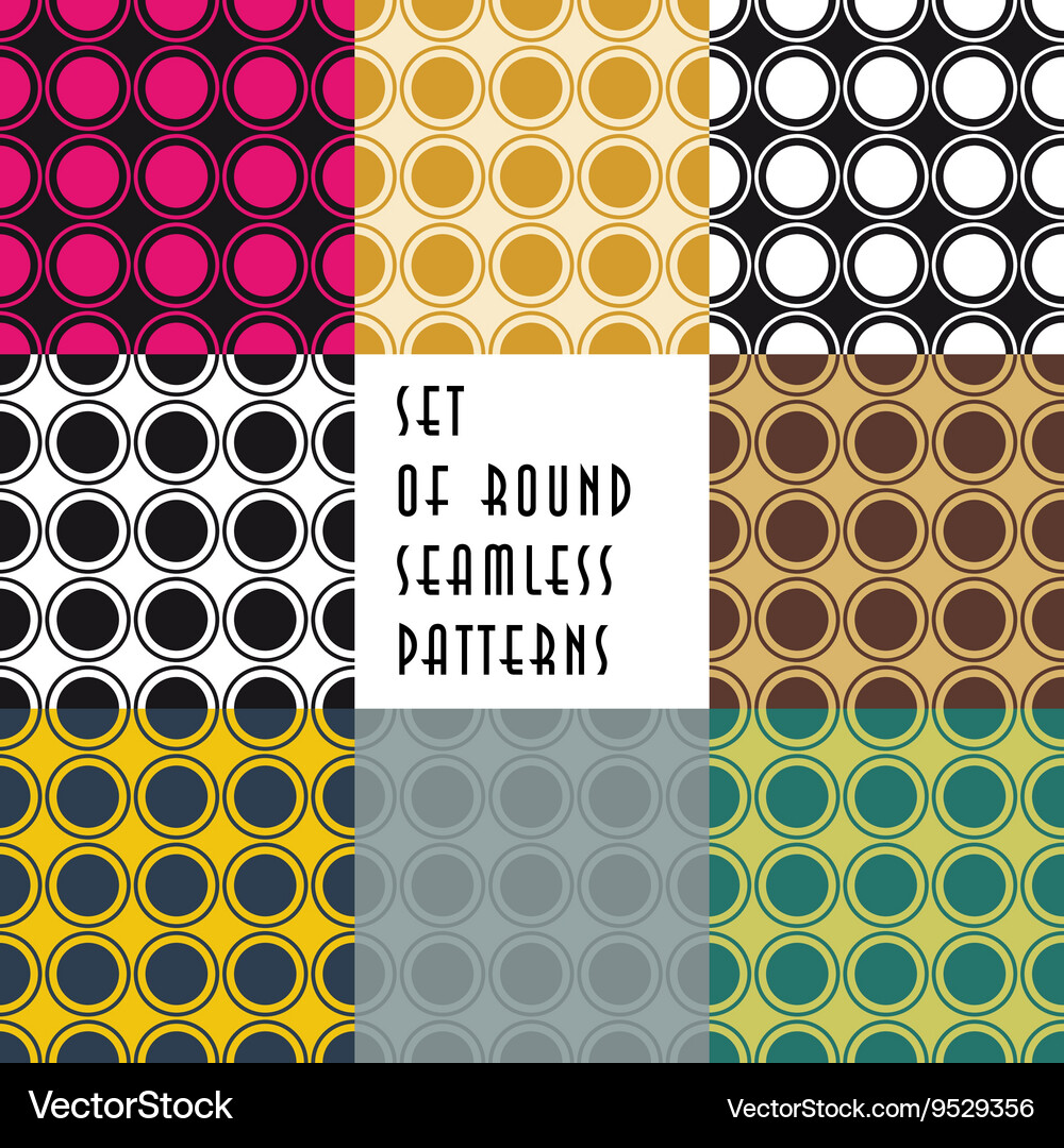 Set of crossed circles colored seamless patterns Vector Image