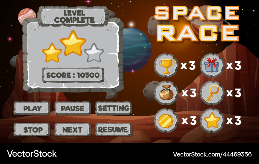 Space game background template and elements Space game background template and elements vector image