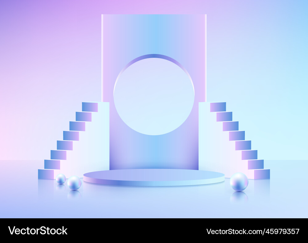 3d realistic empty blue and pink podium pedestal 3d realistic empty blue and pink podium pedestal vector image