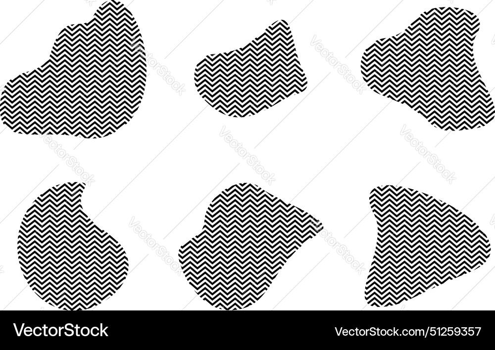 Blobs fluid shapes with zig zag stripes pictogram Blobs fluid shapes with zig zag stripes pictogram vector image