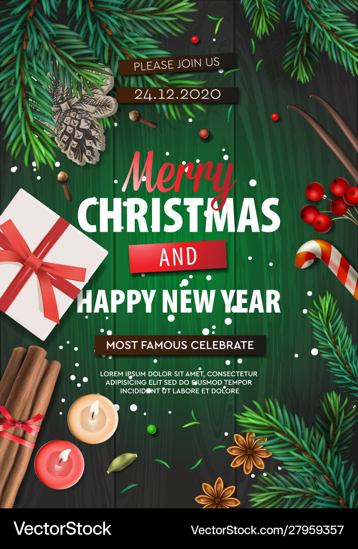 Christmas Party Banner with Gifts Vector Image