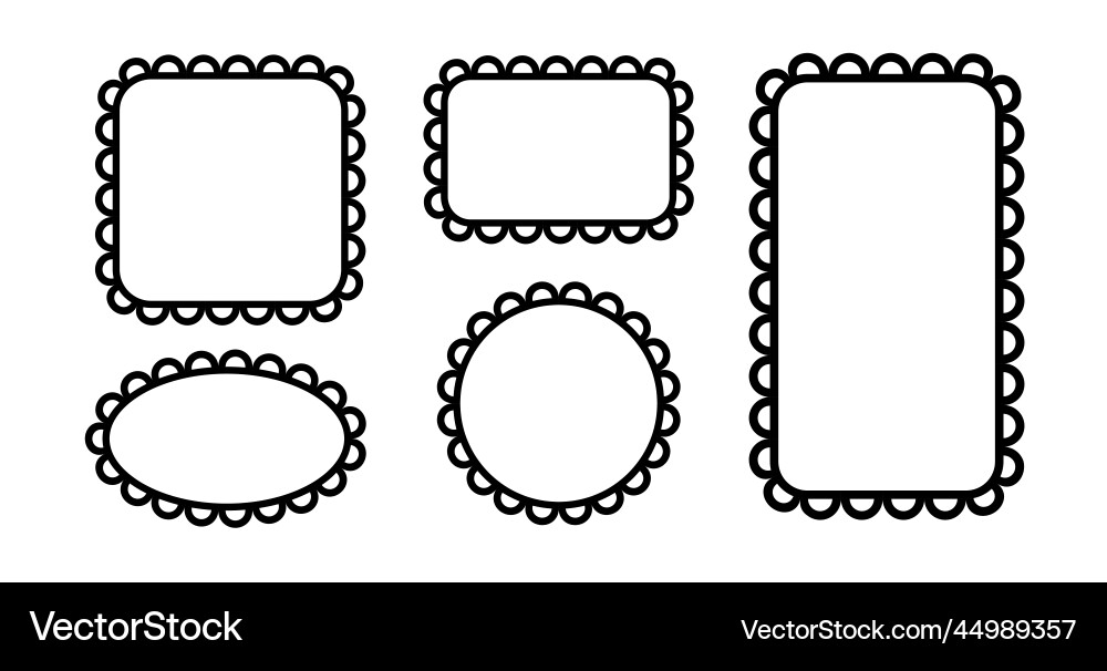 Circle and square scalloped frames edge Circle and square scalloped frames edge vector image