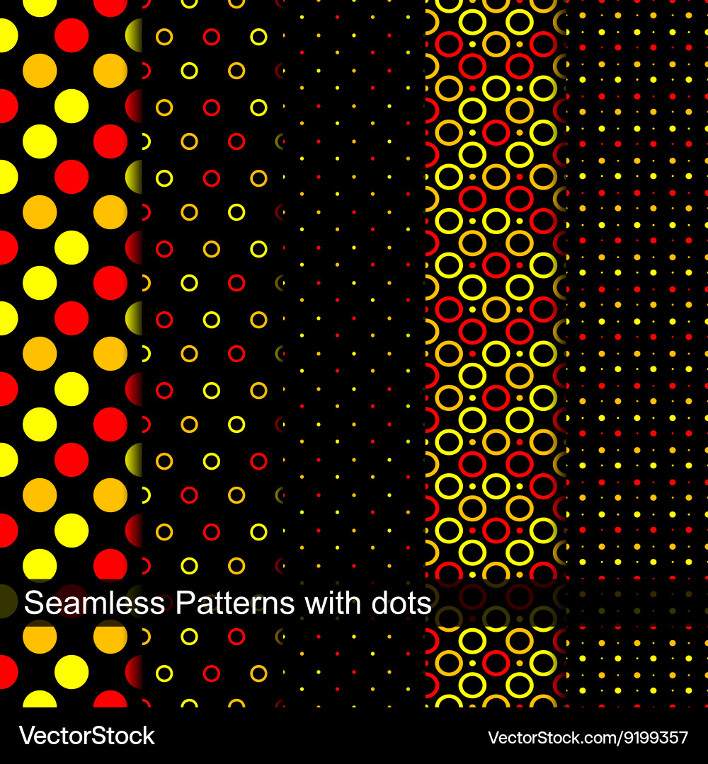 Collection of dotted seamless patterns vector image