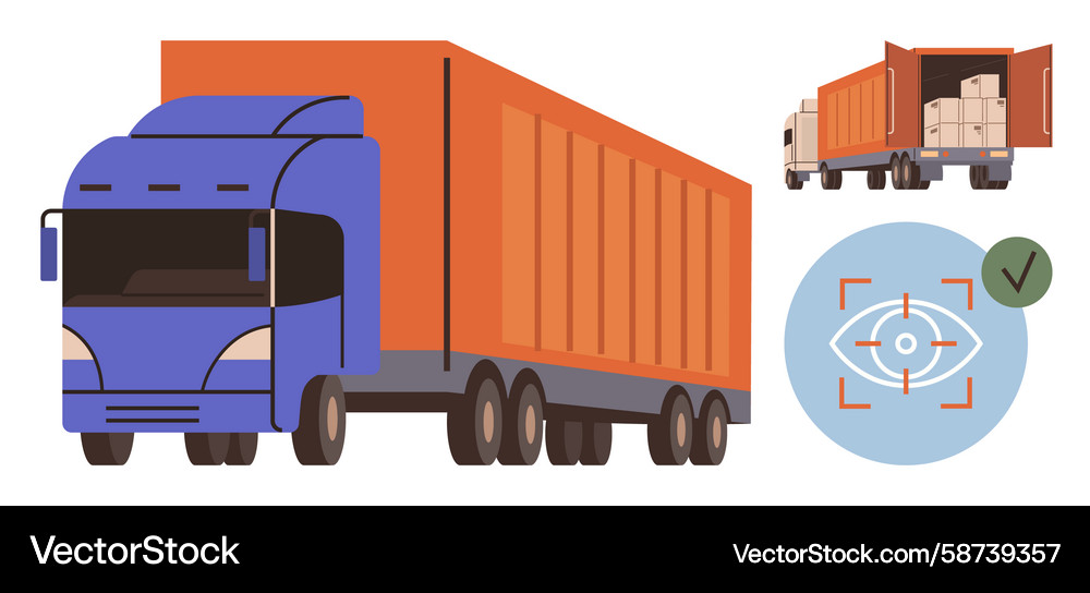 Freight truck with open container stack of boxes Freight truck with open container stack of boxes Vector Image