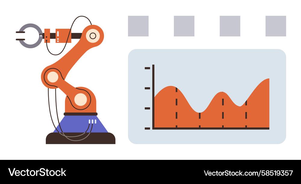 Robotic Arm with Performance Graph Vector Image