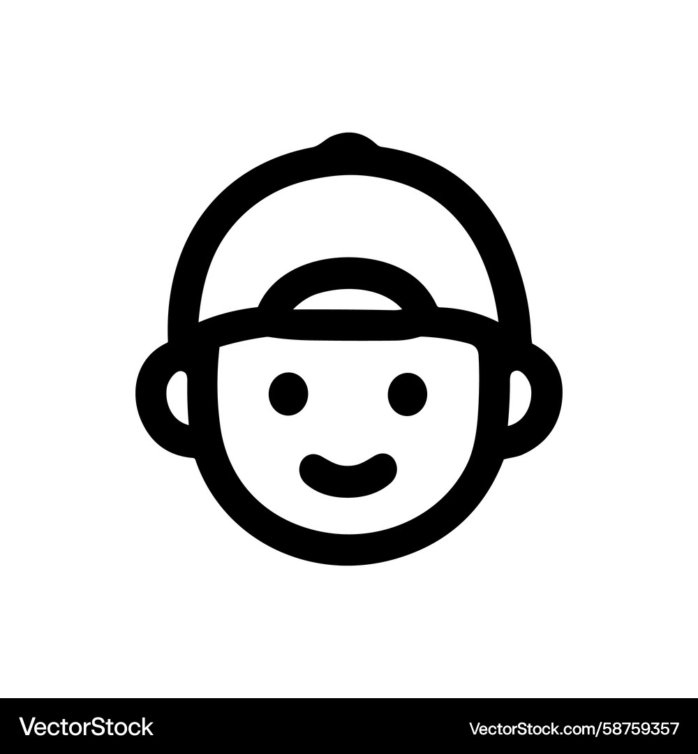 Smiling Kid with Cap Icon Vector Image