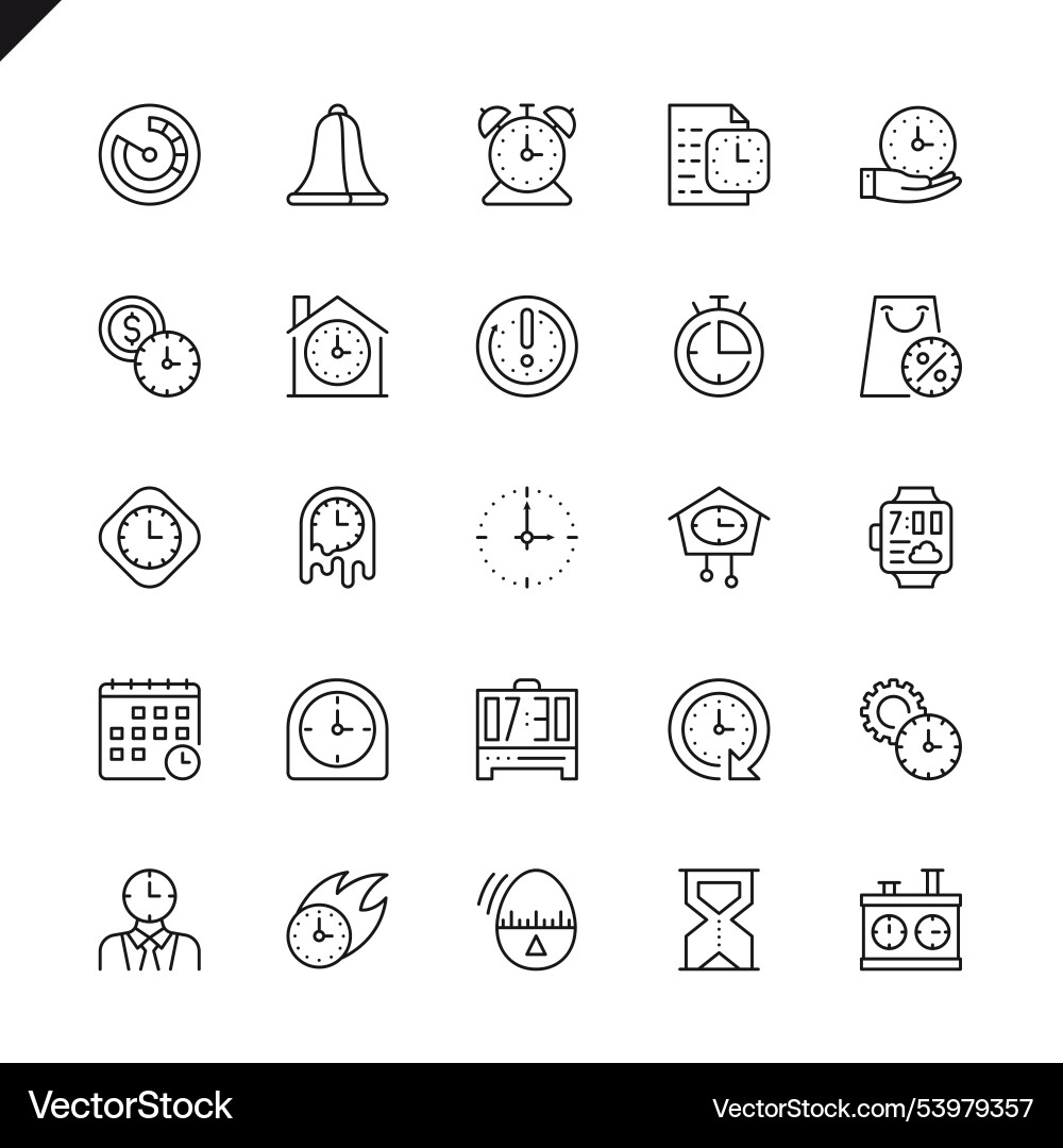 Thin line time icons set for website and mobile vector image