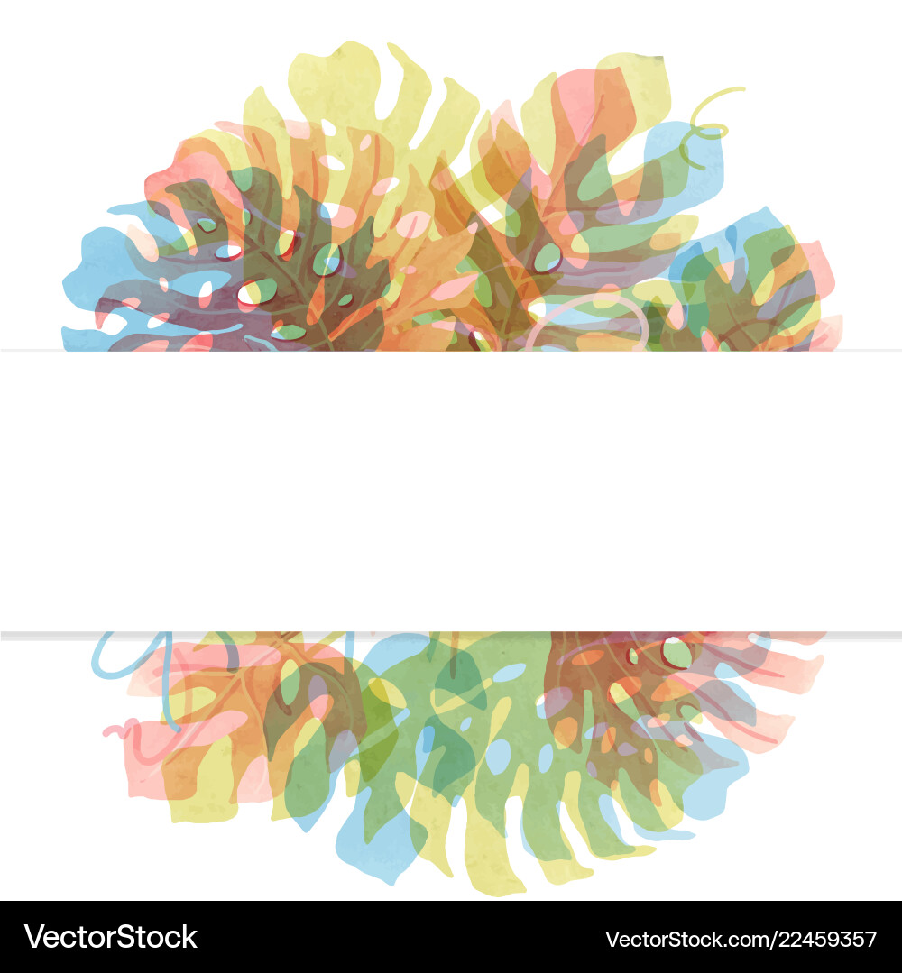 Watercolor tropical palm leaf frame vector image