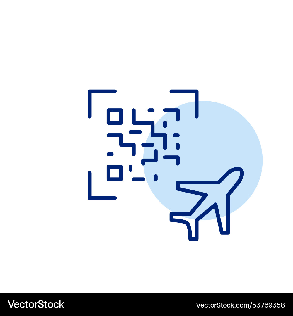 An airplane with a qr code An airplane with a qr code vector image