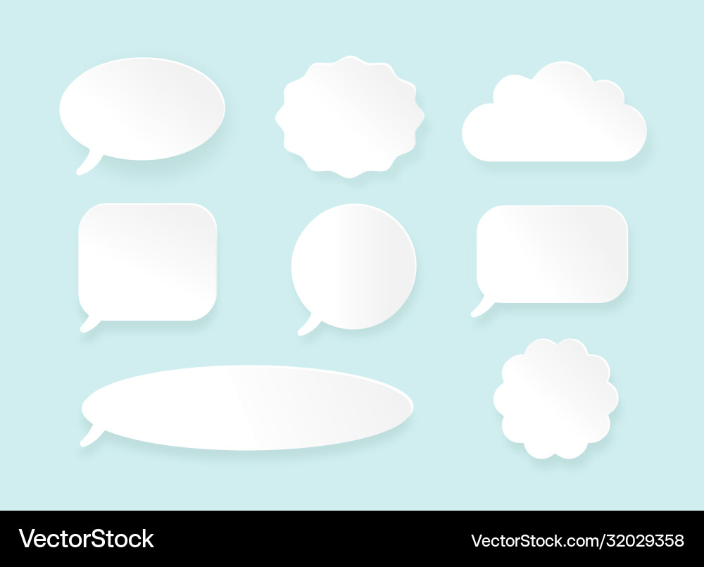 Blank empty white speech bubbles Royalty Free Vector Image