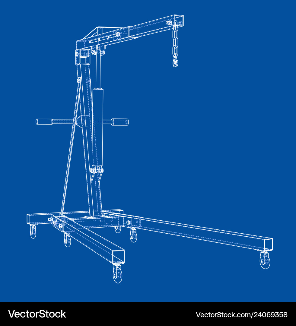 Engine hoist outline rendering of 3d vector image