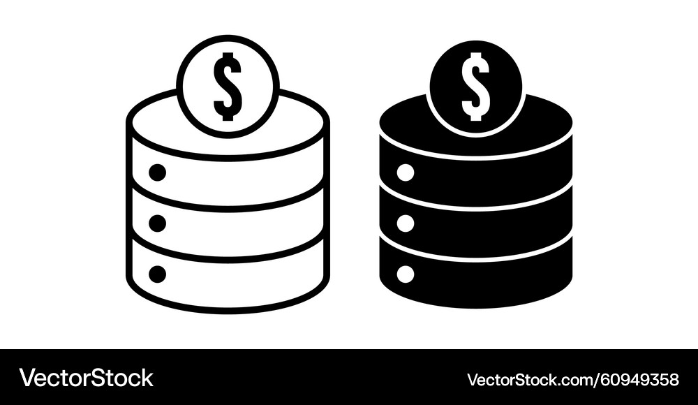 Finance Database Icons - Money & Data – Royalty-Free Vector | VectorStock