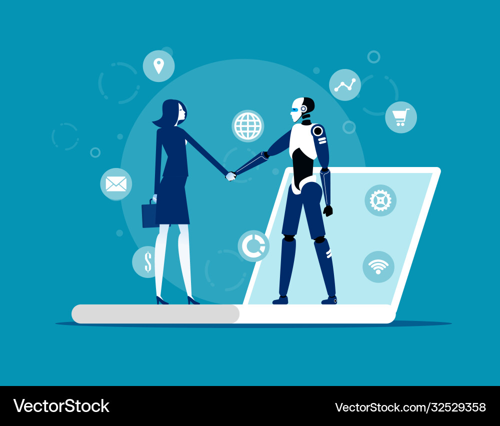 Human interactive tech interaction artificial Human interactive tech interaction artificial vector image