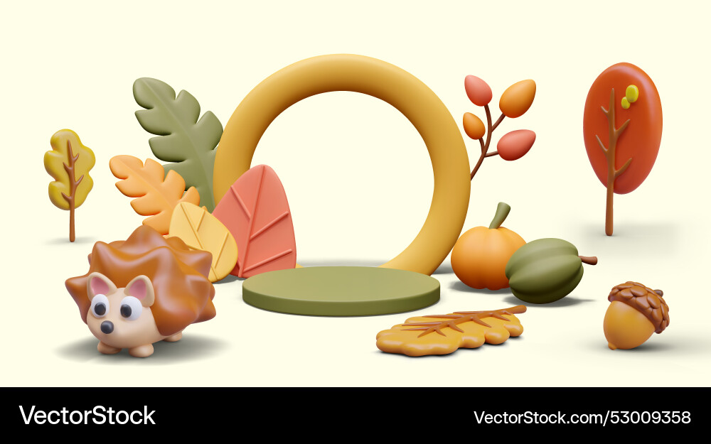 Lustige Herbstlandschaft im 3D-Stil Lustige Herbstlandschaft im 3D-Stil vektorbild