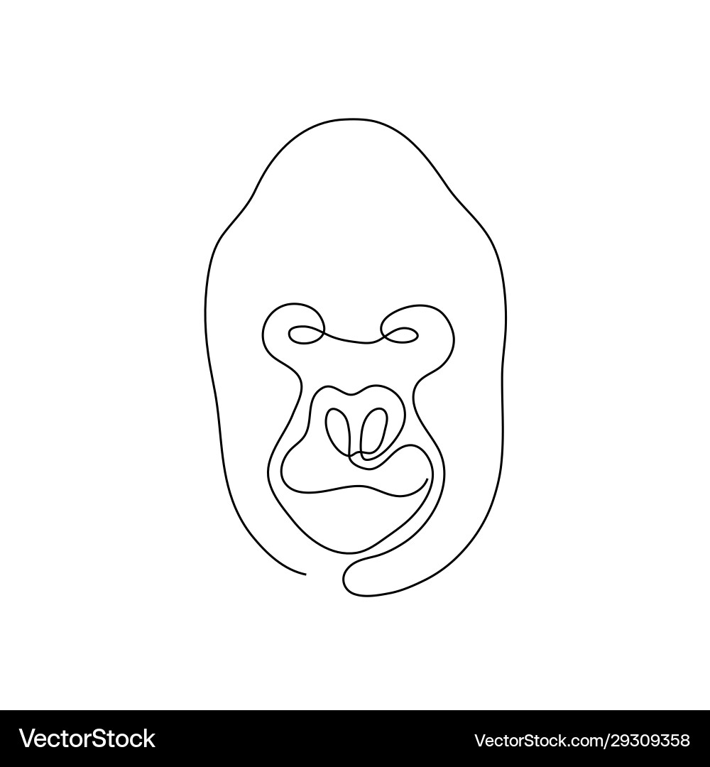 One line gorilla head design silhouette One line gorilla head design silhouette vector image