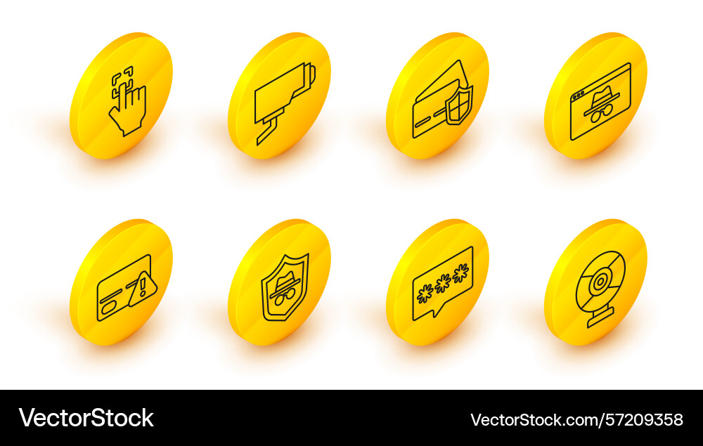 Set line security camera password protection Set line security camera password protection vector image