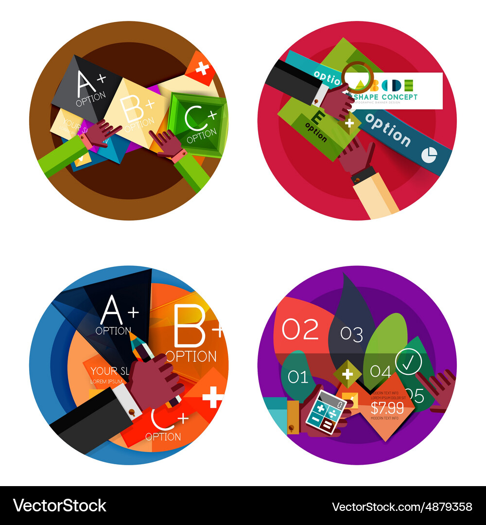Set of option presentation labels flat design web Vector Image