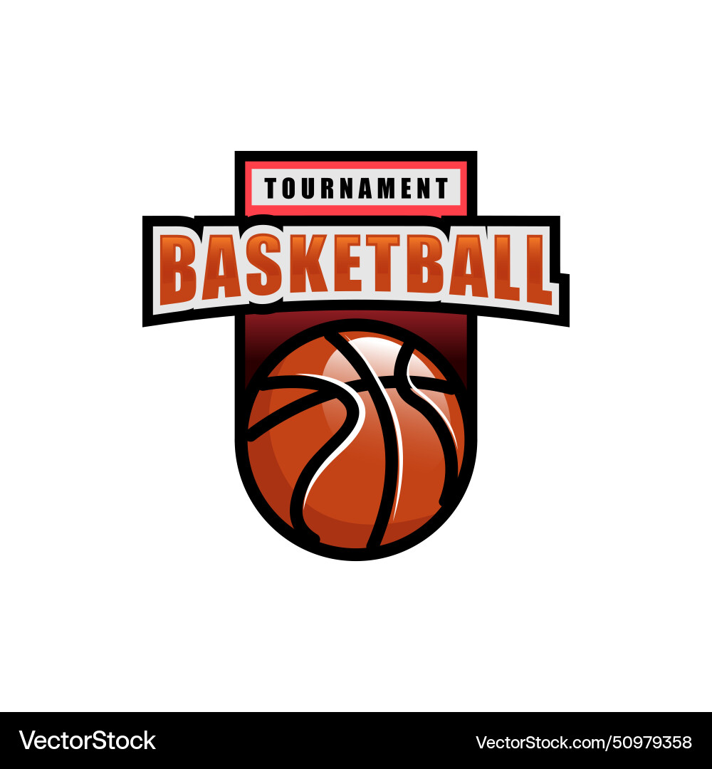 Tournament sport for basketball emblem logo design Vector Image