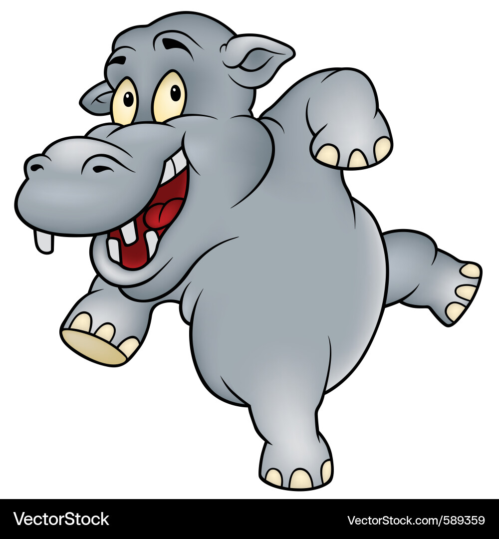 Cheerful Hippo Cartoon Vector Image
