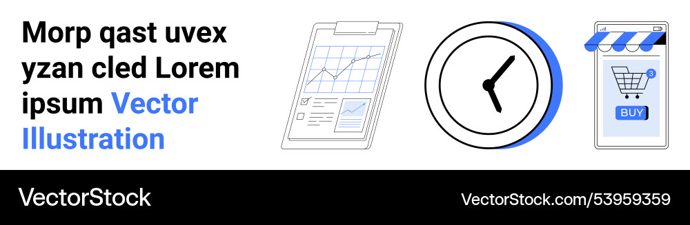 E-commerce and time management concepts with data E-commerce and time management concepts with data vector image